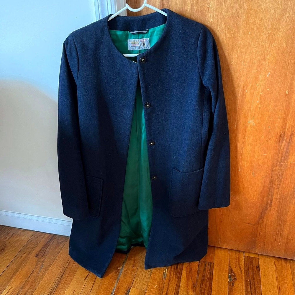 Blue Button Down Round Collar Coat - image 1